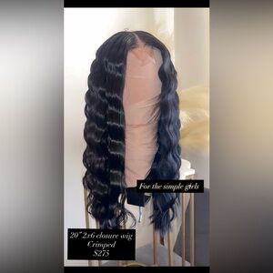Black Crimped Closure Wig